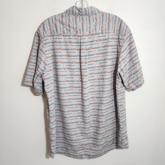 Woolrich kayak print organic cotton short sleeve button up shirt mens size large - Picture 3 of 9